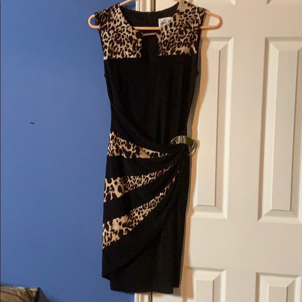 black and cheetah joseph ribkoff dress
